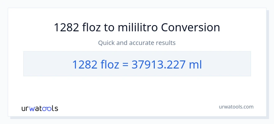 1282 mga onsa ng likido patungong mga mililitro na conversion