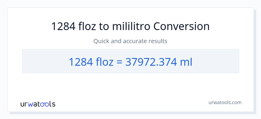 1284 mga onsa ng likido patungong mga mililitro na conversion