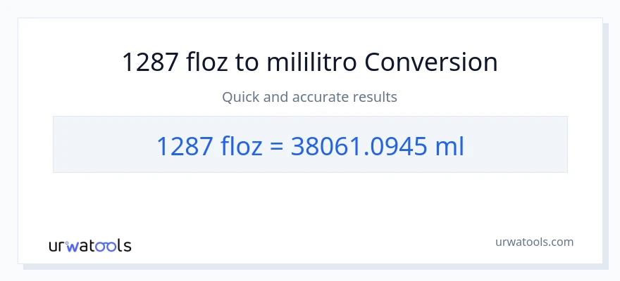 1287 mga onsa ng likido patungong mga mililitro na conversion
