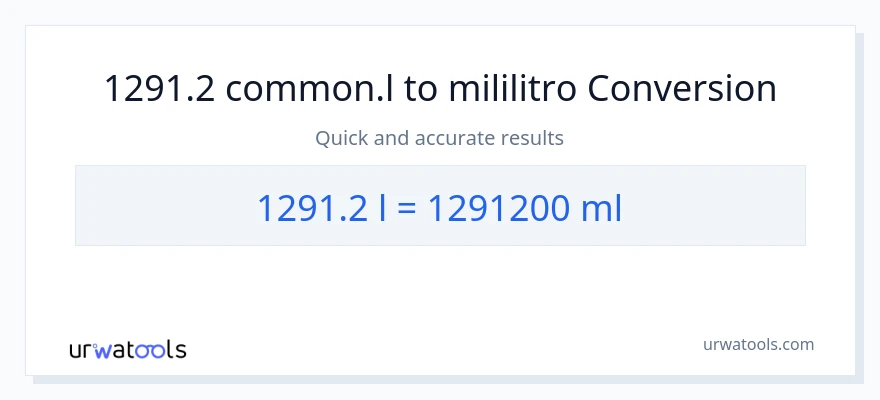 1291.2 Liters patungong mga mililitro na conversion