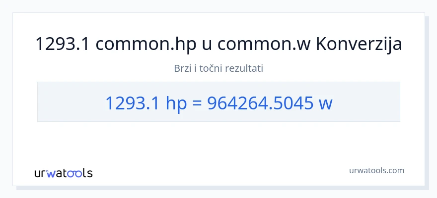 Konverzija od konjske snage do vati: 1293.1