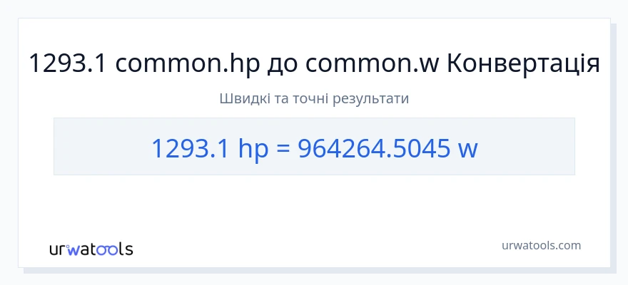 Конверсія з кінська сила у вати: 1293.1