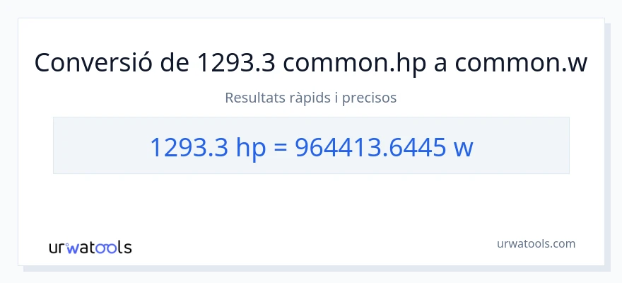 Conversió de 1293.3 cavalls de força a watts