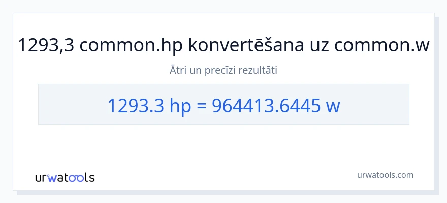 1293.3 zirgspēki uz vati konversiju