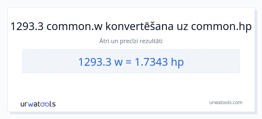 1293.3 vati uz zirgspēki konversiju