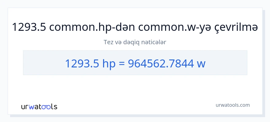 1293.5 at gücü-dən vatt-ə çevrilmə