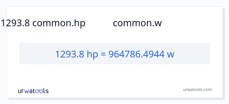 1293.8 ಅಶ್ವಶಕ್ತಿ ರಿಂದ ವ್ಯಾಟ್ಸ್ ಪರಿವರ್ತನೆ