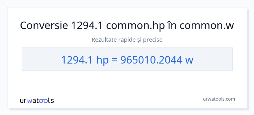 Conversie 1294.1 cai putere la wați