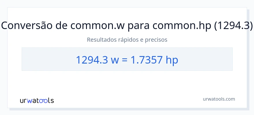 Conversão de 1294.3 watts para cavalos de potência