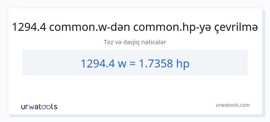 1294.4 vatt-dən at gücü-ə çevrilmə