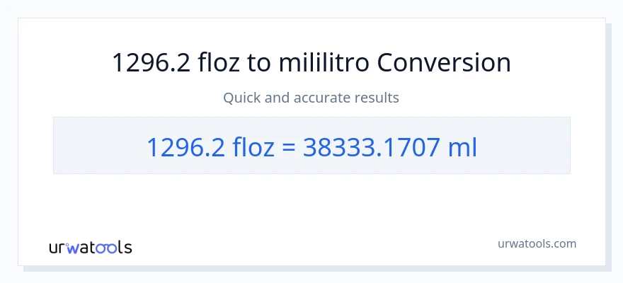 1296.2 mga onsa ng likido patungong mga mililitro na conversion