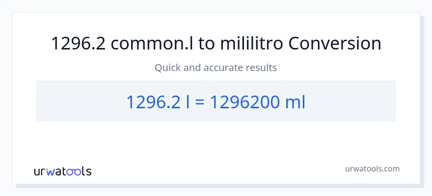 1296.2 Liters patungong mga mililitro na conversion