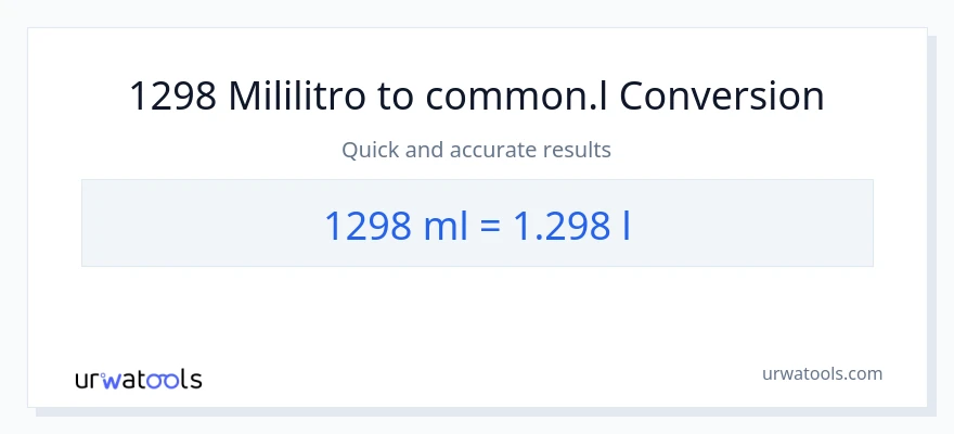 1298 mga mililitro patungong Liters na conversion