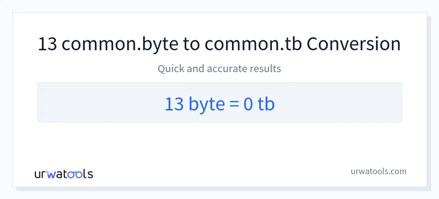 13 Bytes 到 Terabytes 轉換