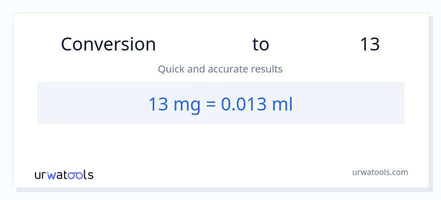 تبدیل 13 میلی‌گرم به میلی‌لیتر