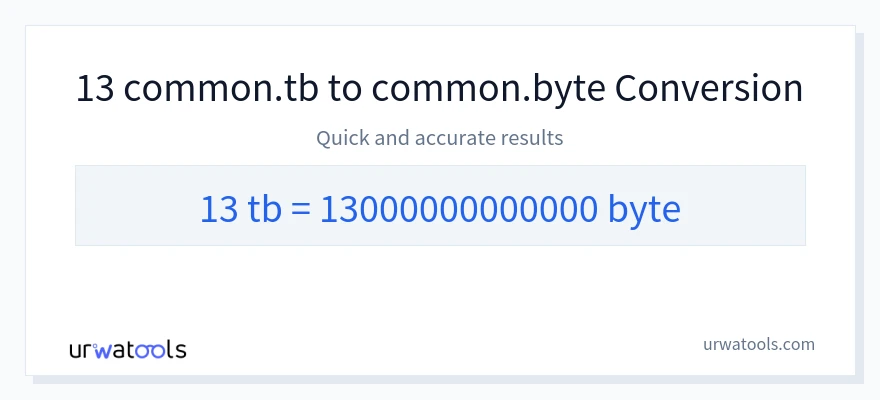 13 Terabytes 到 Bytes 轉換