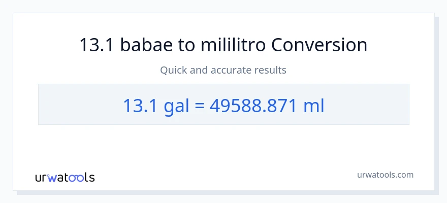 13.1 Mga galon patungong mga mililitro na conversion