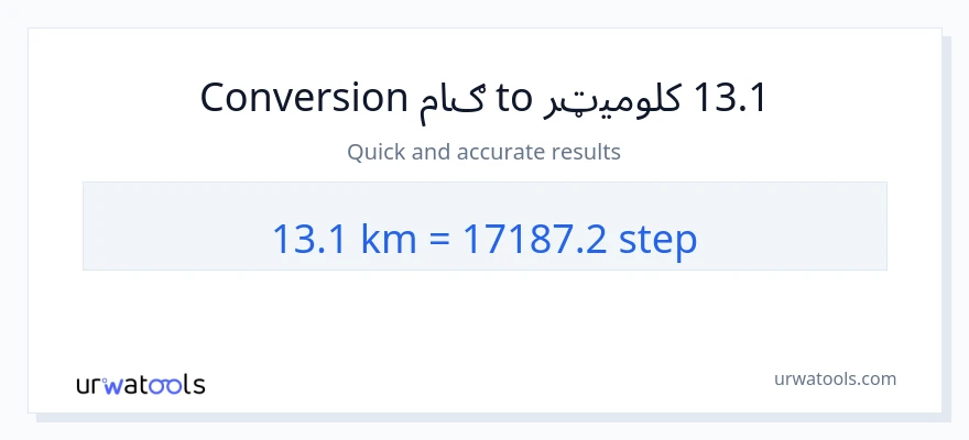13.1 کیلومتره ته ګامونه بدلون