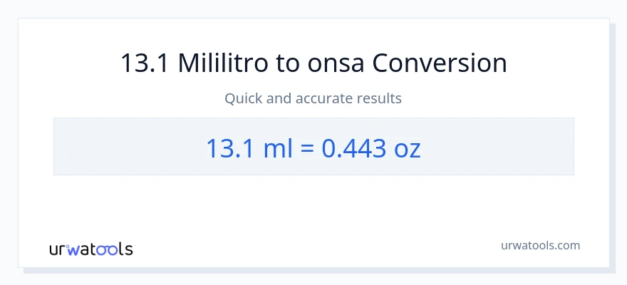 13.1 mga mililitro patungong Mga onsa na conversion