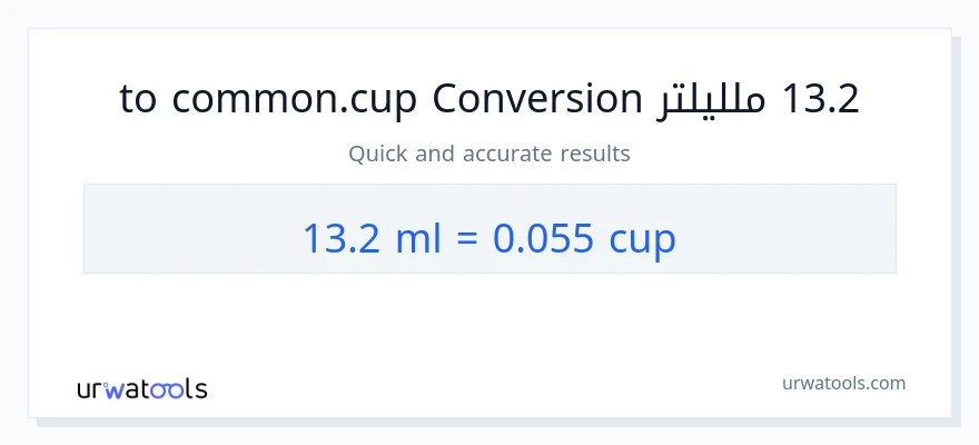 التحويل من 13.2 ملليلتر إلى أكواب