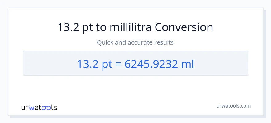 13.2 Pints - millilitraa muunnos