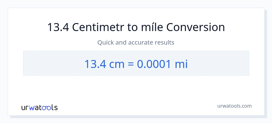 Konverze z Centimetry na míle: 13.4