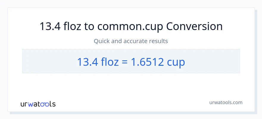 13.4 mga onsa ng likido patungong mga tasa na conversion