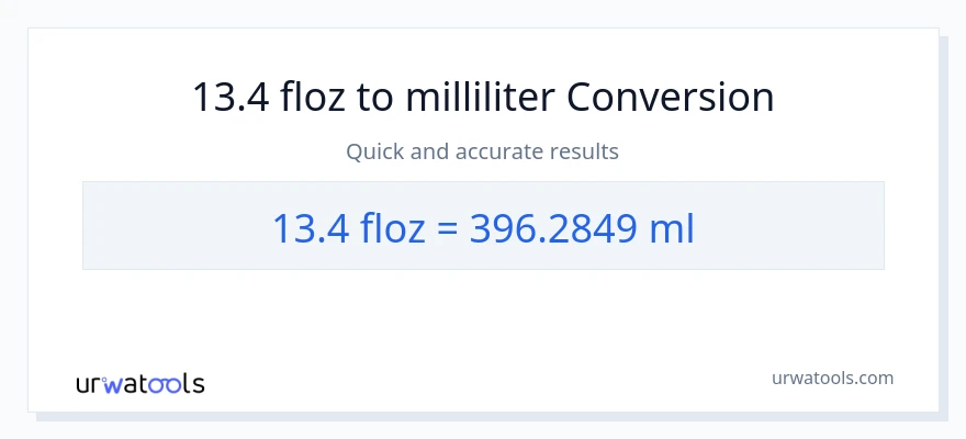 13.4 flydende ounces til milliliter konvertering