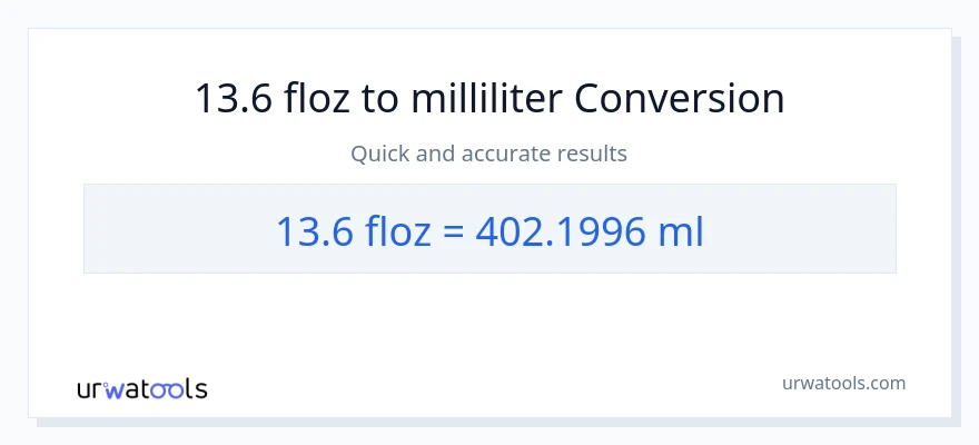 13.6 flydende ounces til milliliter konvertering