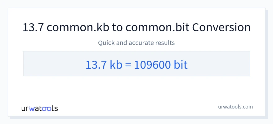 13.7 Kilobytes 到 Bits 轉換