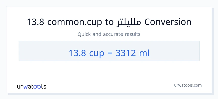 التحويل من 13.8 أكواب إلى ملليلتر