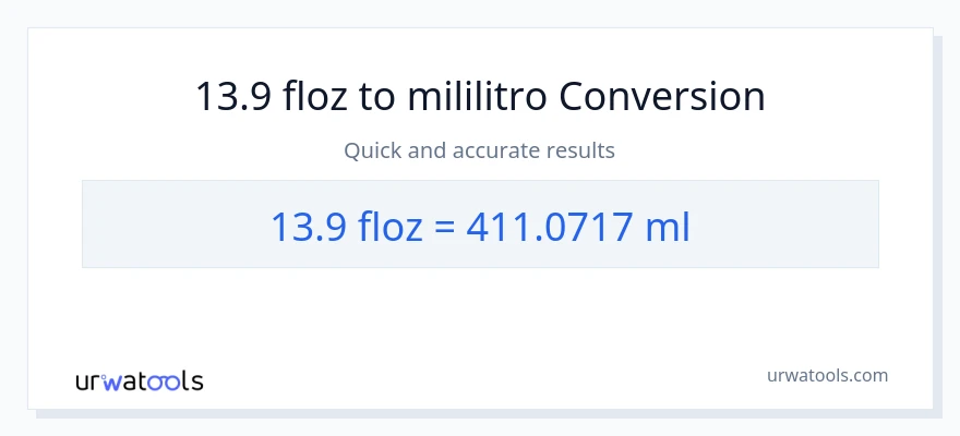 13.9 mga onsa ng likido patungong mga mililitro na conversion