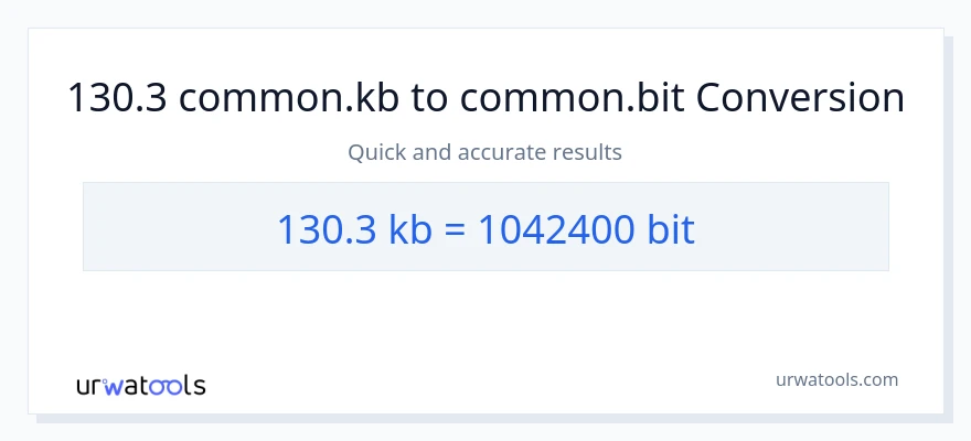 130.3 Kilobytes patungong Bits na conversion