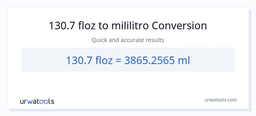 130.7 mga onsa ng likido patungong mga mililitro na conversion