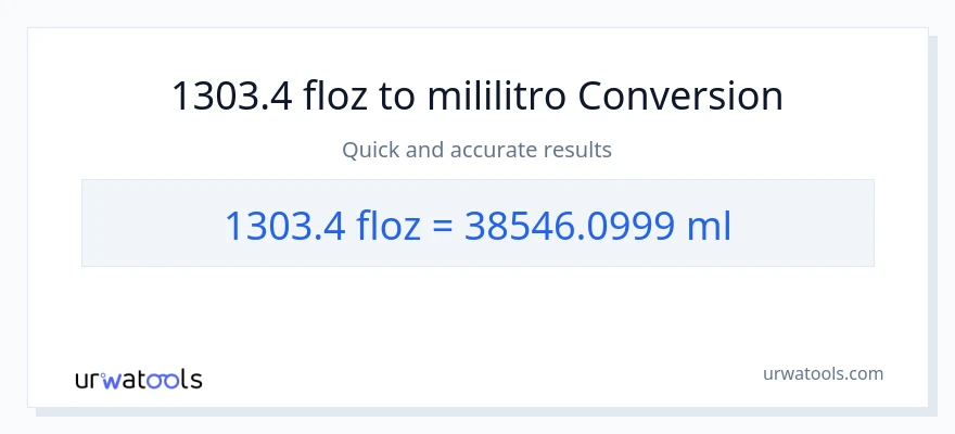 1303.4 mga onsa ng likido patungong mga mililitro na conversion