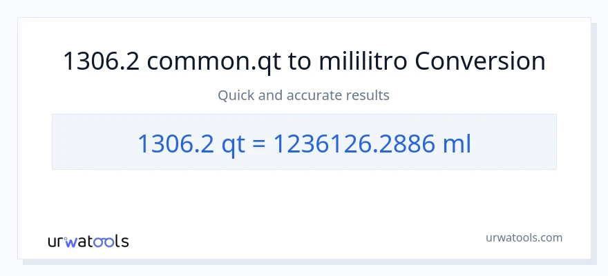 1306.2 Quarts patungong mga mililitro na conversion