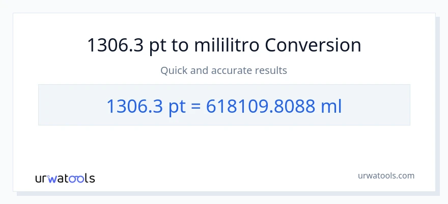 1306.3 Pints patungong mga mililitro na conversion