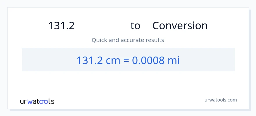 การแปลง 131.2 เซนติเมตร เป็น ไมล์