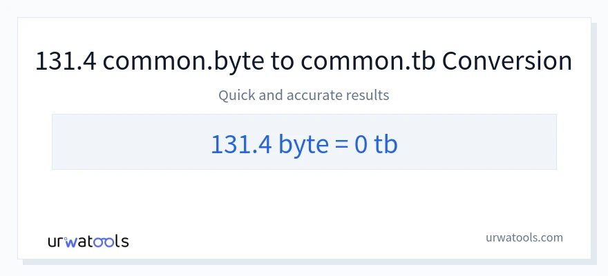 131.4 Bytes 到 Terabytes 轉換