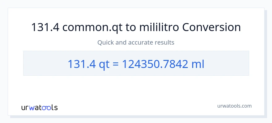 131.4 Quarts patungong mga mililitro na conversion