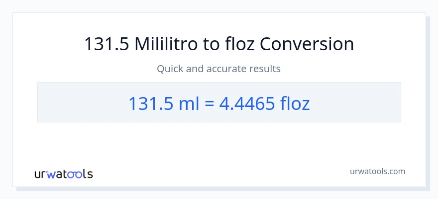 131.5 mga mililitro patungong mga onsa ng likido na conversion