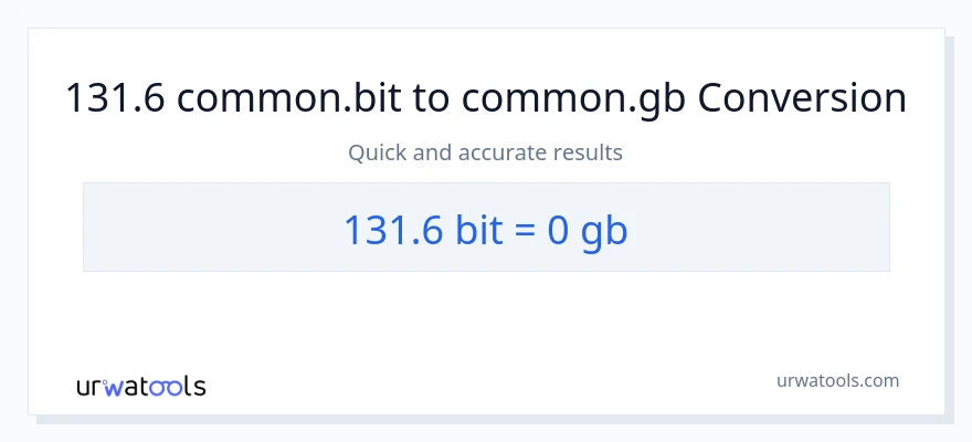 131.6 Bits patungong Gigabytes na conversion
