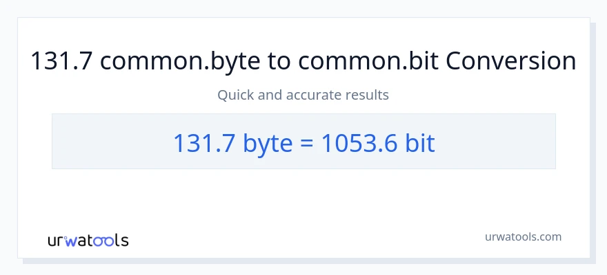 131.7 Bytes patungong Bits na conversion