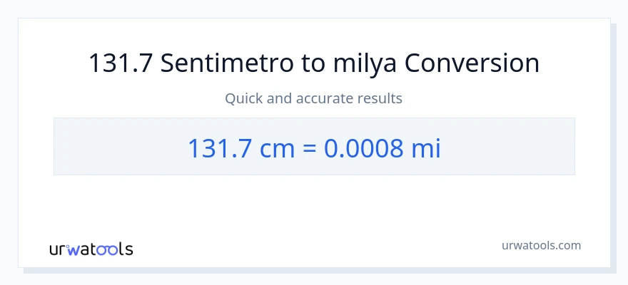 131.7 Mga Sentimetro patungong milya na conversion