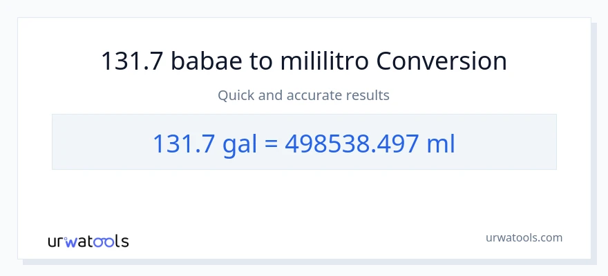 131.7 Mga galon patungong mga mililitro na conversion