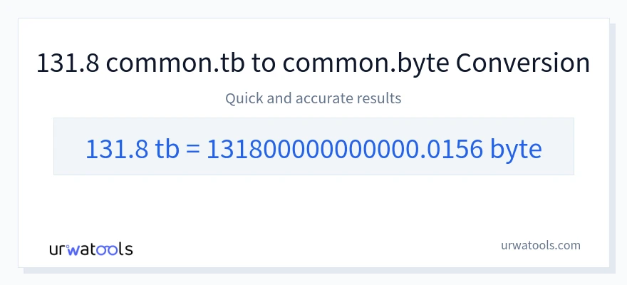 131.8 Terabytes 到 Bytes 轉換
