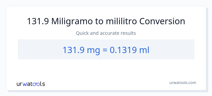 131.9 miligramo patungong mga mililitro na conversion