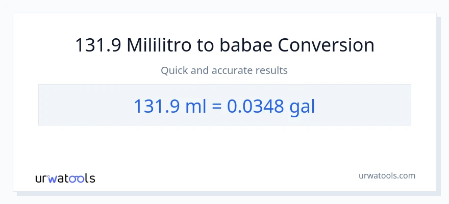 131.9 mga mililitro patungong Mga galon na conversion