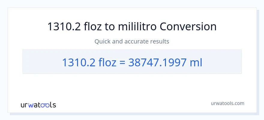 1310.2 mga onsa ng likido patungong mga mililitro na conversion
