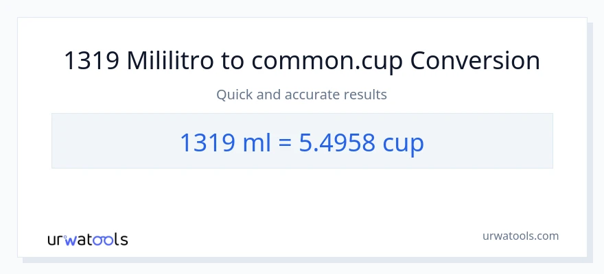 1319 mga mililitro patungong mga tasa na conversion